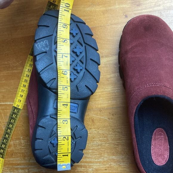Lands End 86166 Womens Size 7B Dark Red Suede Leather Slides Clogs Slippers - Picture 11 of 11